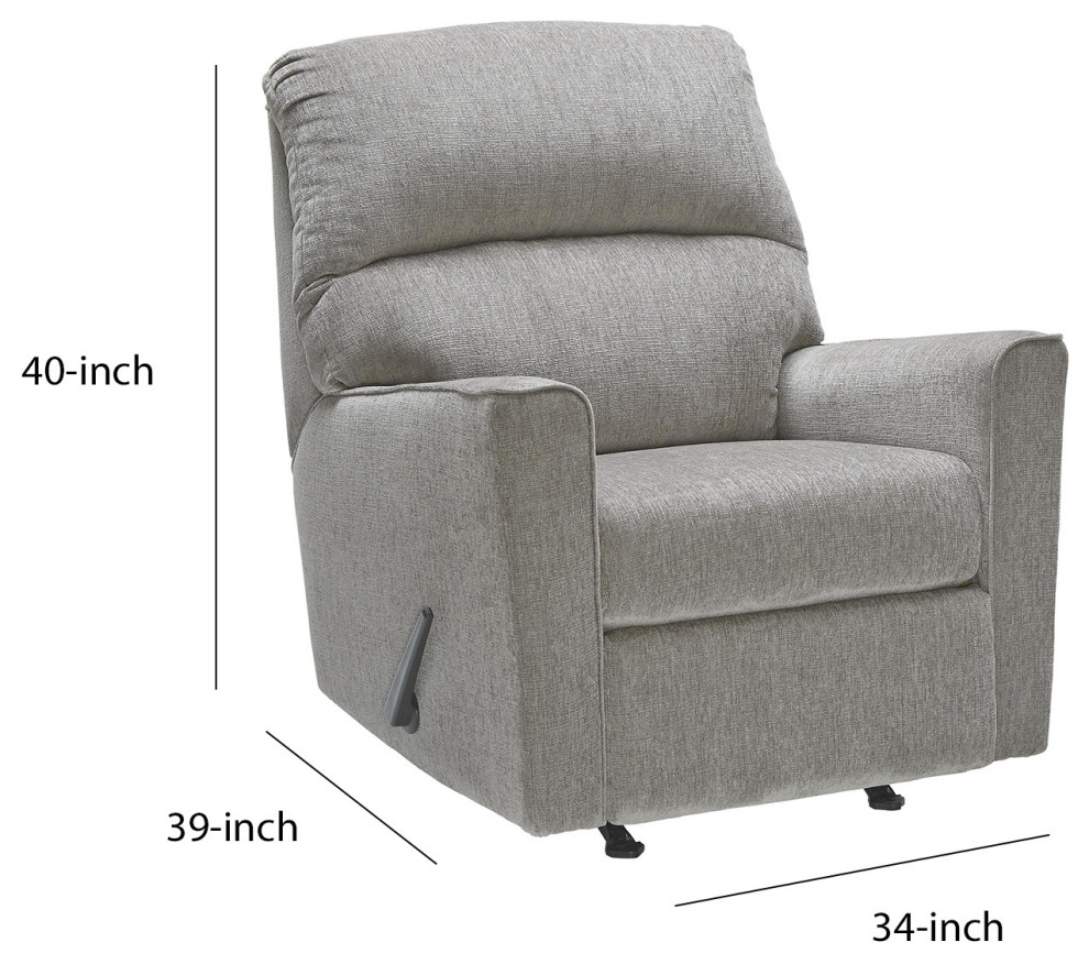 Benzara BM210739 Rocker Recliner With Track Armrests and Tufted Back  Gray   Transitional   Recliner Chairs   by VirVentures  Houzz