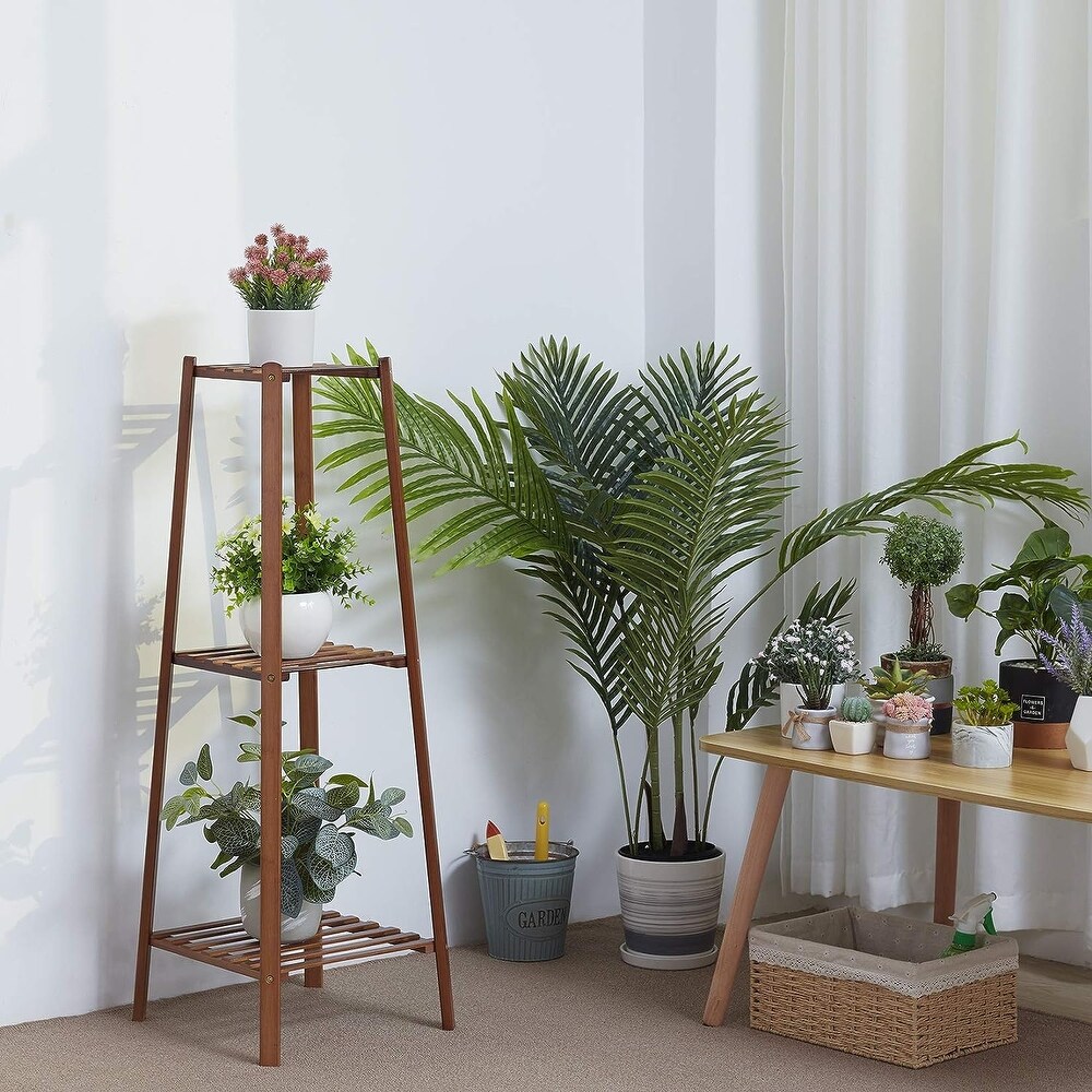 3 Tier Potted Bamboo Flowers Stand Corner Plant Rack