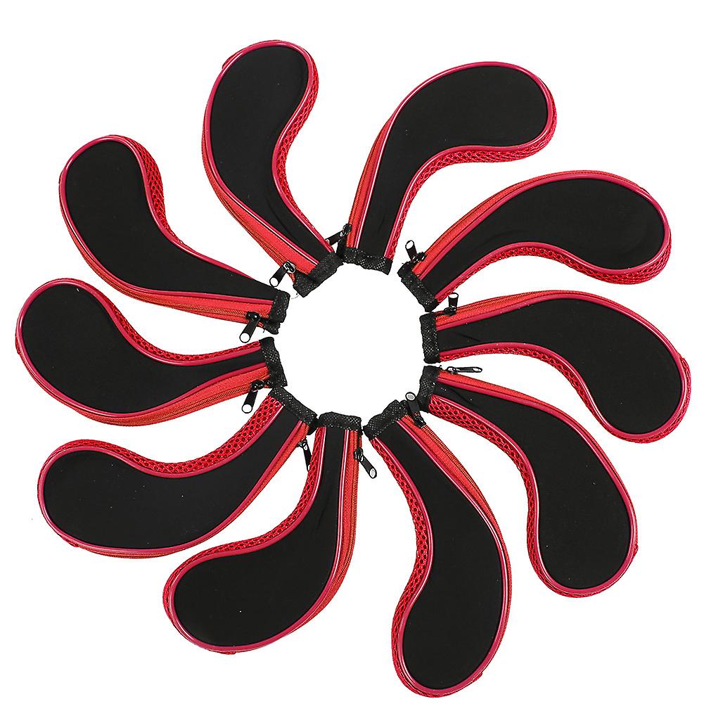 10pcs Neoprene Golf Club Iron Head Covers Putter Set Protector Case Golf Accessory(red)