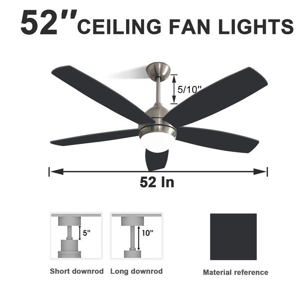 52 in. LED Indoor Brushed Nickel Ceiling Fan with Light Kit， Remote and Reversible Blades and Motor Shopping - The Best Deals on Ceiling Fans | 41309977