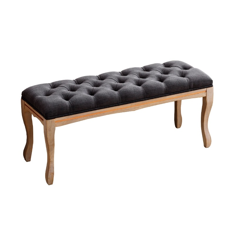 Velvet Upholstered Bench Ottoman  Tufted Dining Bedroom Bench Solid Wood Accent Bench Footrest Stools for Entryway