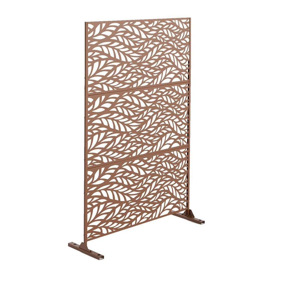 Tidoin 6.33 ft. H x 3.93 ft. W Brown Laser Cut Privacy Mesh Screening Garden Metal Fence Panel Neut-YDD0-M8G