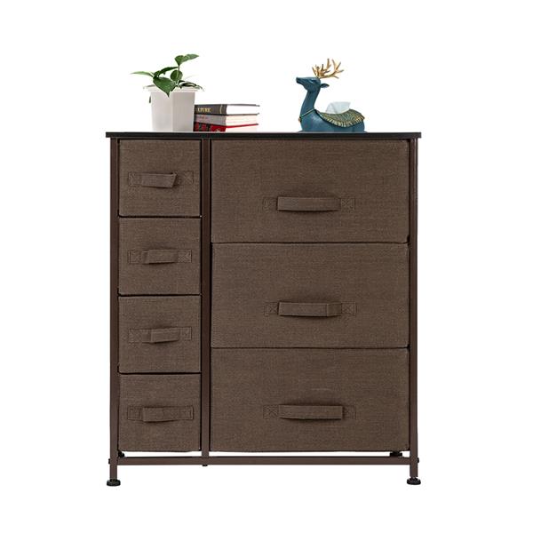 Dresser with 7 Drawers - Furniture Storage Tower Unit for Bedroom, Hallway, Closet, Office Organization - Steel Frame, Wood Top, Easy Pull Fabric Bins (Small)