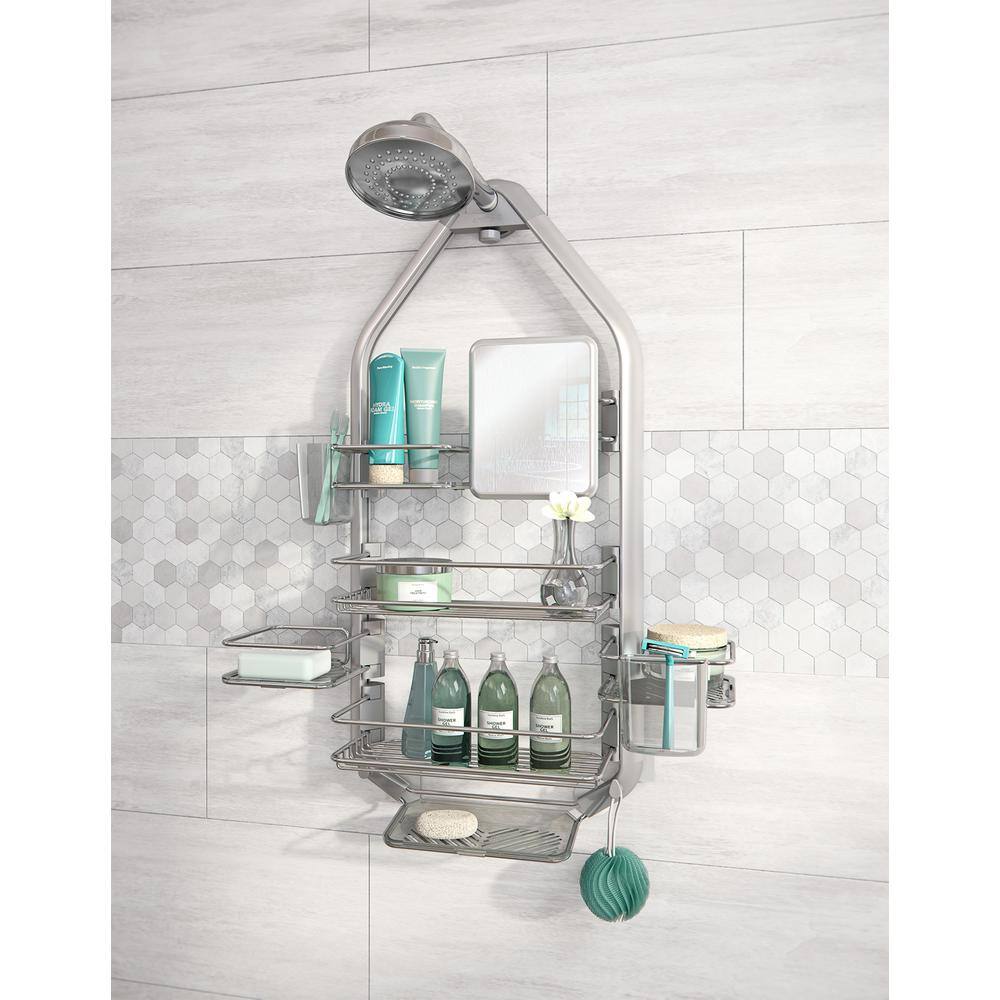 Artika Adjustable Over-The-Shower HeadDoor Caddy with Mirror in Aluminum and Stainless Steel CADG2-HD2