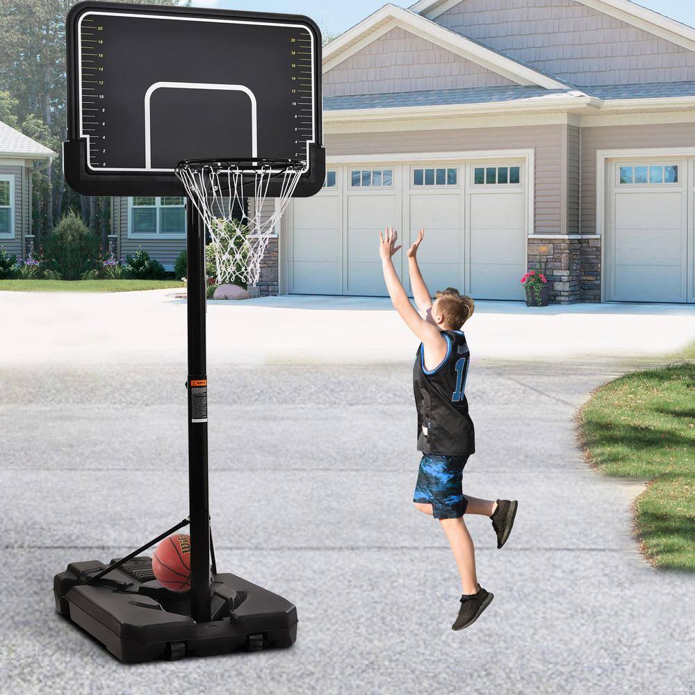 Mondawe Outdoor  Indoor 6.6~10 ft. Adjustable Basketball Goal for Youth and Adults including Hoop Portable Base Measurement OR-MS2549-MRS