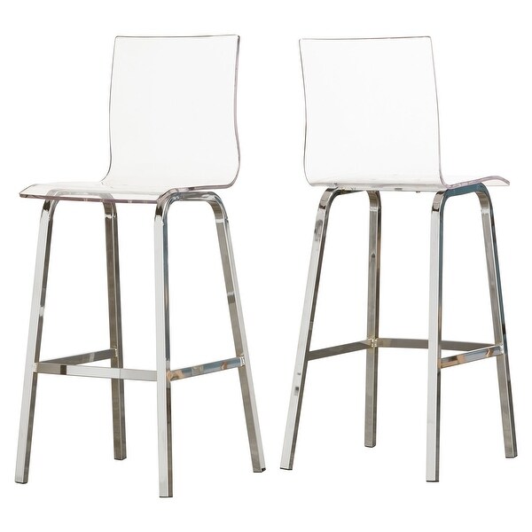 Acrylic and Chrome Swivel Stool， Set of Two， Bar Height