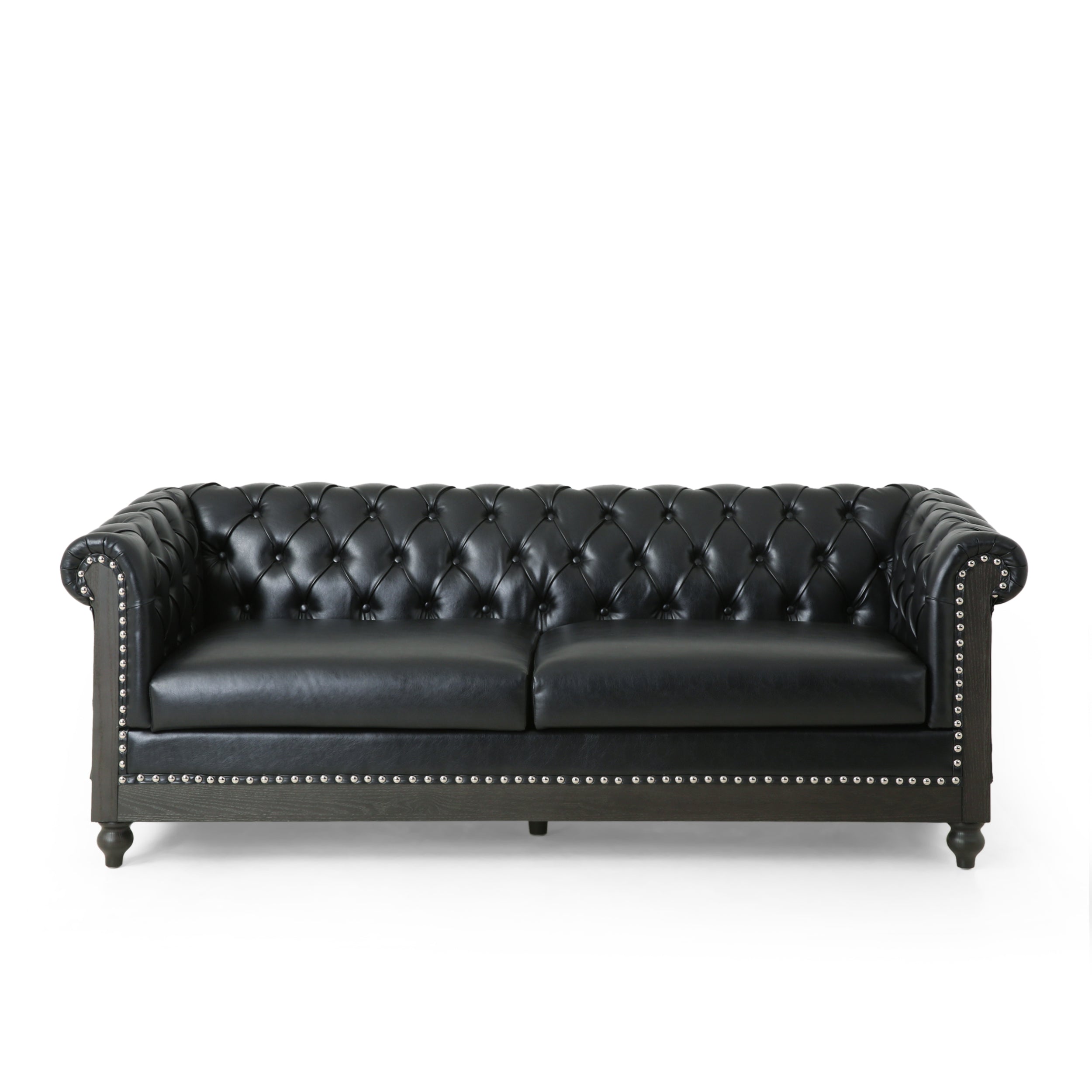 Kinzie Chesterfield Tufted 3 Seater Sofa with Nailhead Trim