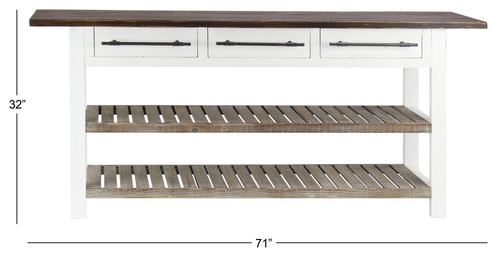 Farmhouse White Wood Console Table 46020   Farmhouse   Console Tables   by Brimfield  ampMay  Houzz