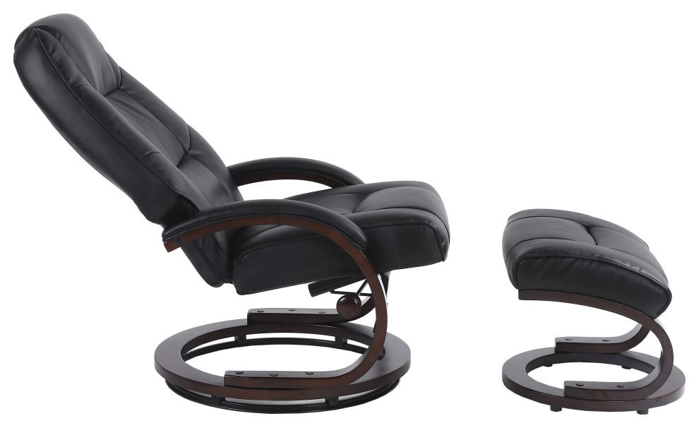 Sundsvall Recliner and Ottoman in Black Air Leather   Contemporary   Recliner Chairs   by Progressive Furniture  Houzz