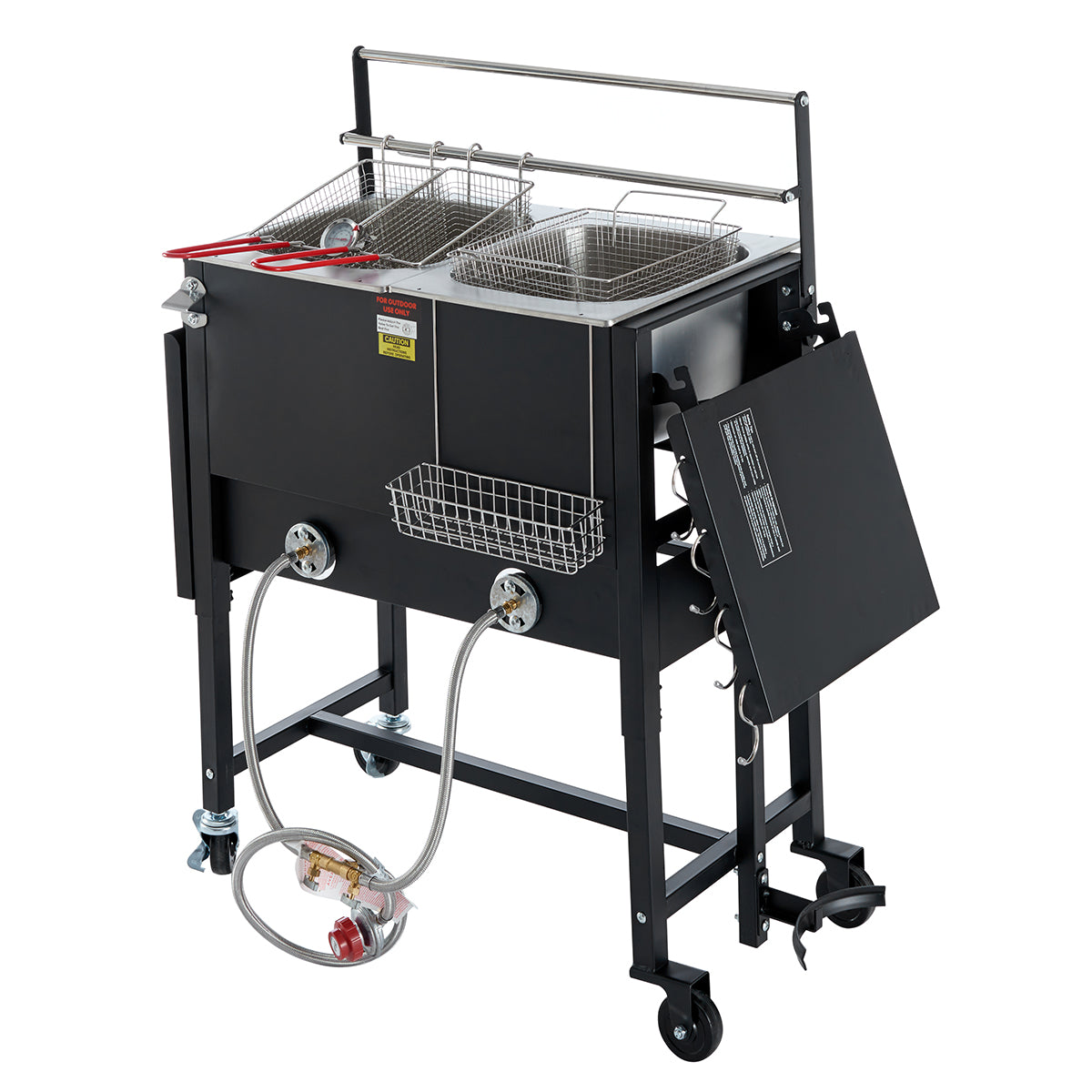 Barton Double Deep Fryer w/Two Side Shelves Outdoor High Pressure Free Standing