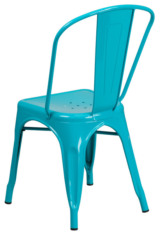 Commercial Grade Crystal Teal Blue Metal Indoor Outdoor Stackable Chair   Contemporary   Dining Chairs   by u Buy Furniture  Inc  Houzz