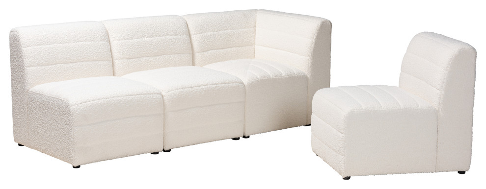 Salcombe Cream Boucle Collection   Transitional   Sectional Sofas   by Baxton Studio  Houzz