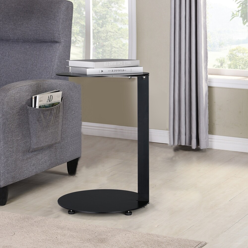 Leahni Black End Table   Slide Under Sofa Coffee Table