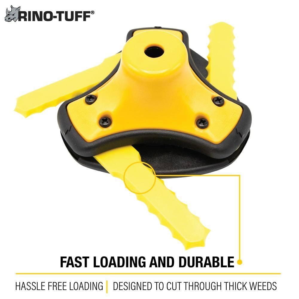 Rino-Tuff Universal Fit Push-N-Load 3 Blade Replacement Head for Gas and Select Cordless String Grass TrimmerLawn Edger 16234