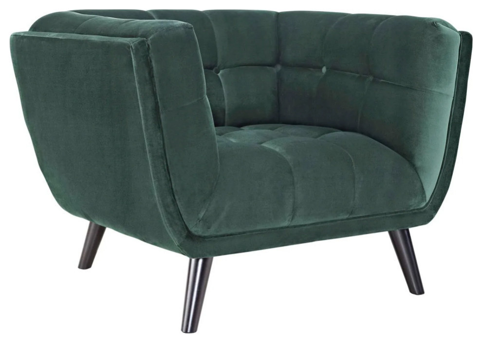 Stella Green 2 Piece Performance Velvet Loveseat and Armchair Set   Midcentury   Living Room Furniture Sets   by V.S.D Furniture  Houzz