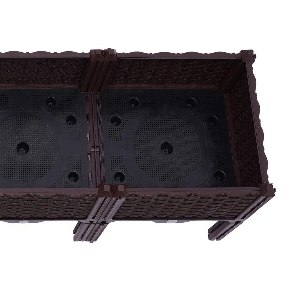 YIYIBYUS 15.35 in. x 61.41 in. Brown PP Plastic Raised Garden Beds (4-Pack) OT-ZQFLX-4531