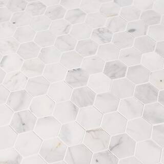 MSI Calacatta Cressa Hexagon 12.38 in. x 12.38 in. Honed Marble Look Floor and Wall Tile (9.8 sq. ft.Case) CALCRE-2HEXH