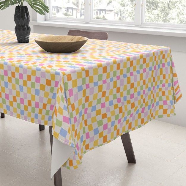 Iveta Abolina Eclectic Checker Check Cream Tablecloth Deny Designs