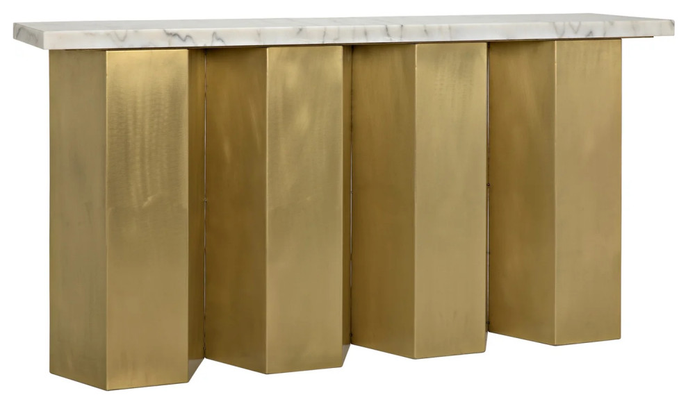 Memphis Console  Stone  Antique Brass Finish   Contemporary   Console Tables   by Rustic Home Furniture Deco  Houzz