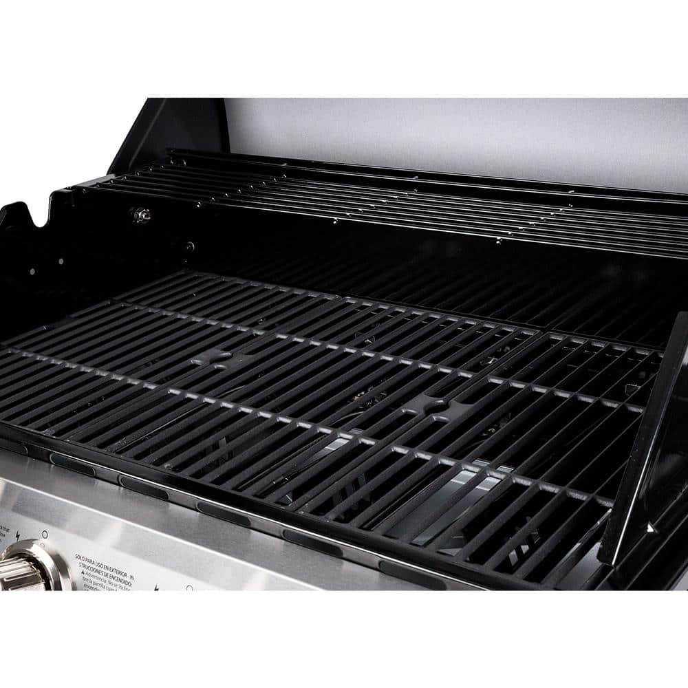 DynaGlo 4Burner Open Cart Propane Gas Grill in Stainless Steel with Side Burner