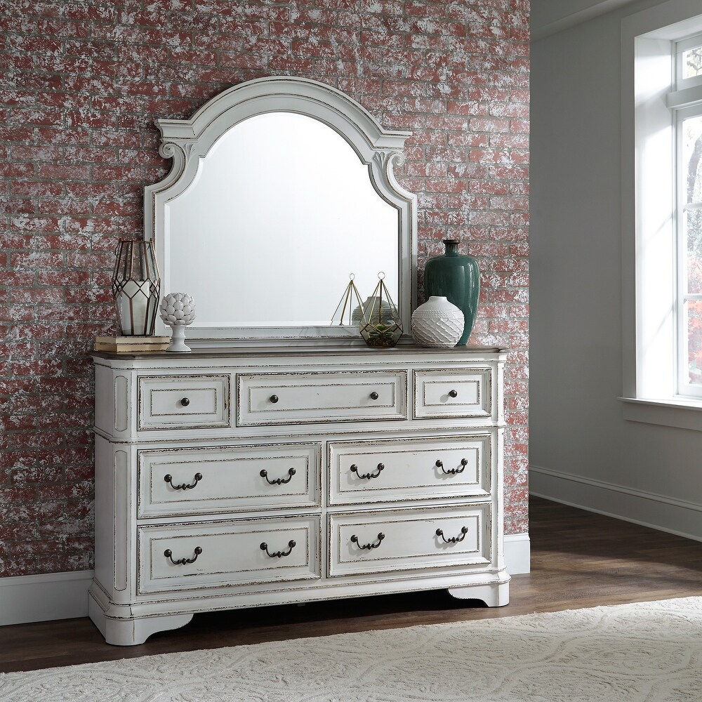 Magnolia Manor Antique White Weathered Bark 7 Drawer Dresser