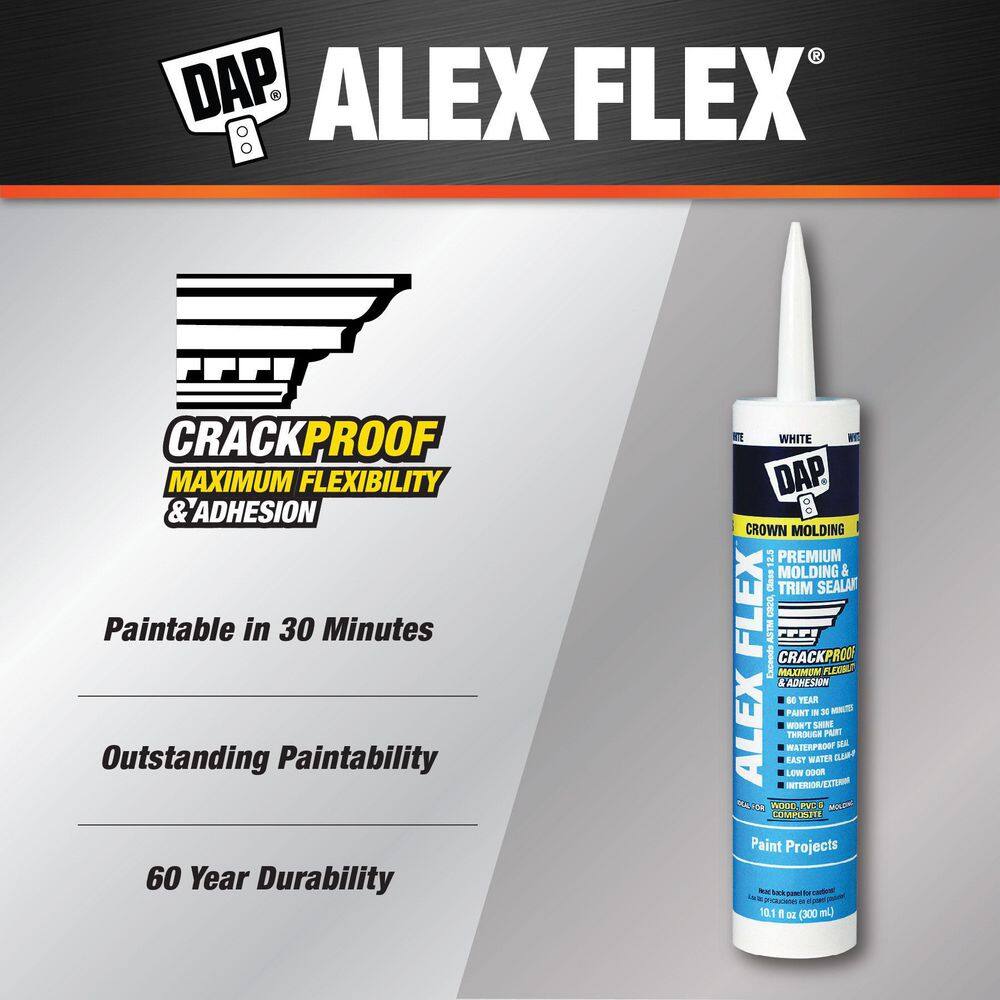 DAP Alex Flex 10.1 oz. White Premium Molding and Trim Sealant (12-Pack) 7079818542