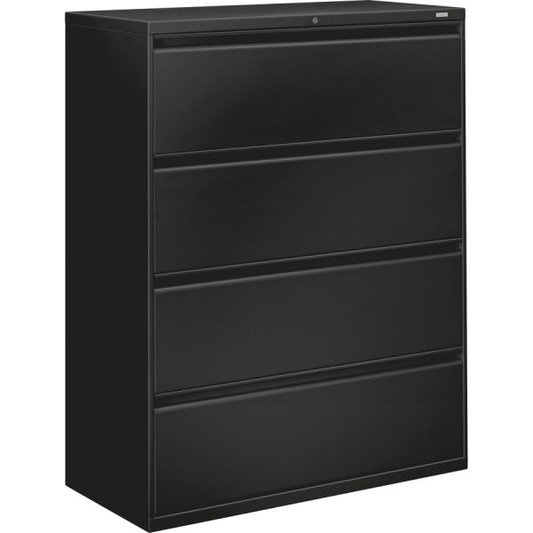 HON 800 Series Four-Drawer Lateral File， 42w x 19-1/4d x 53-1/4h， Black