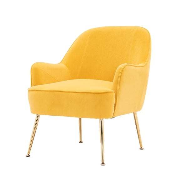 Modern Soft Velvet Material Yellow Ergonomics Accent Chair Living Room Chair Bedroom Chair Home Chair， Yellow