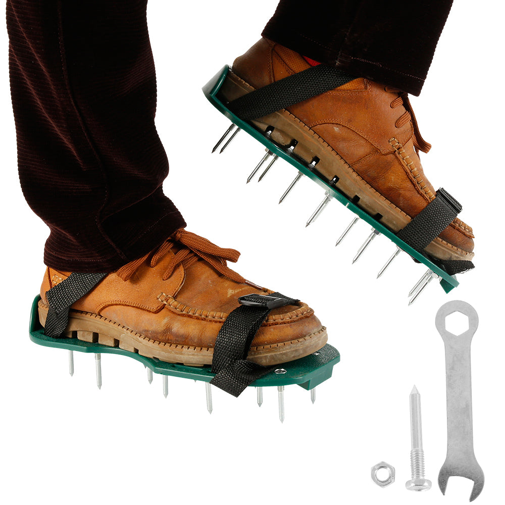 Fyeme Lawn Aerator Spike Shoes 3 Straps With Strong Metal Buckle Heavy Duty Spikes Foot Sandal Setfor Aerating Your Lawn or Yard