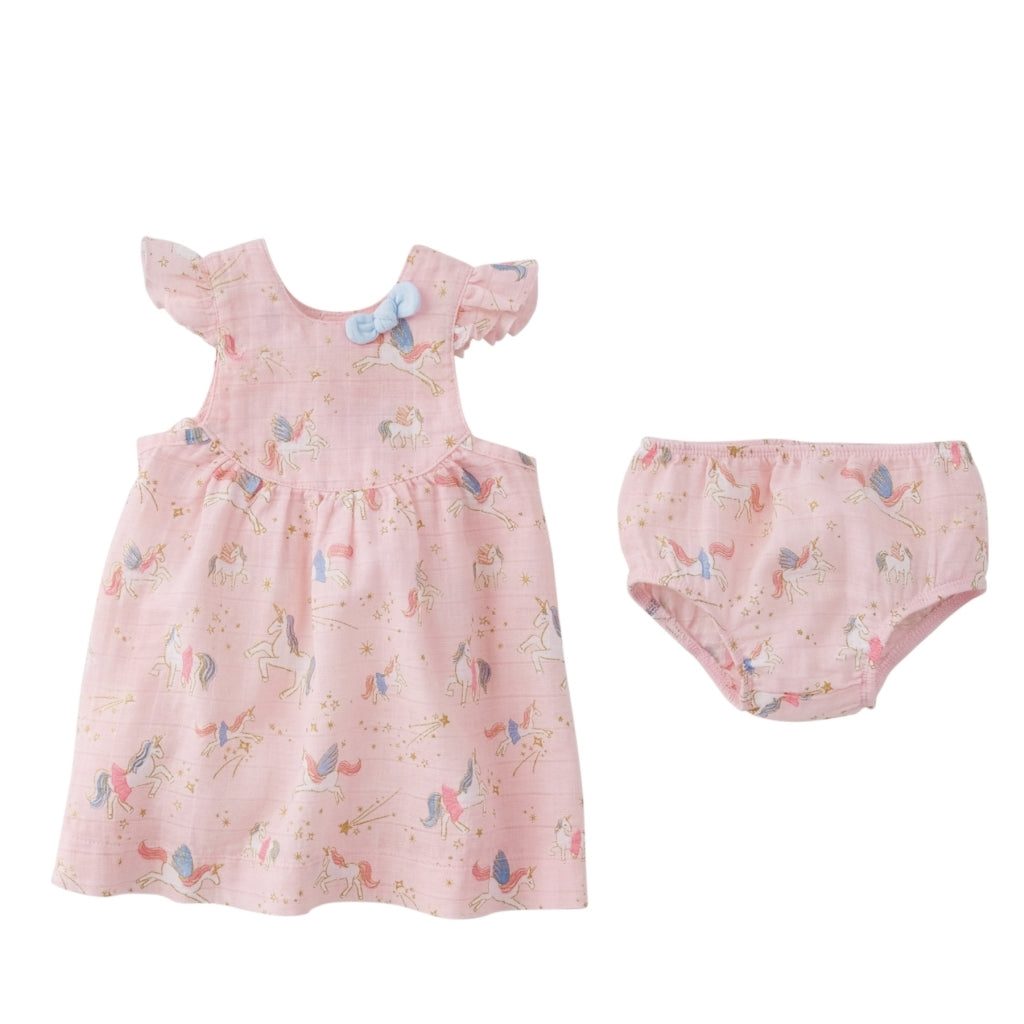 Printed Unicorn Baby Dress Set