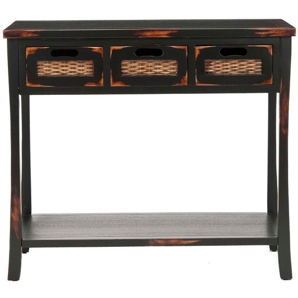 SAFAVIEH Corby Distressed 3-drawer Black Console Table - 34