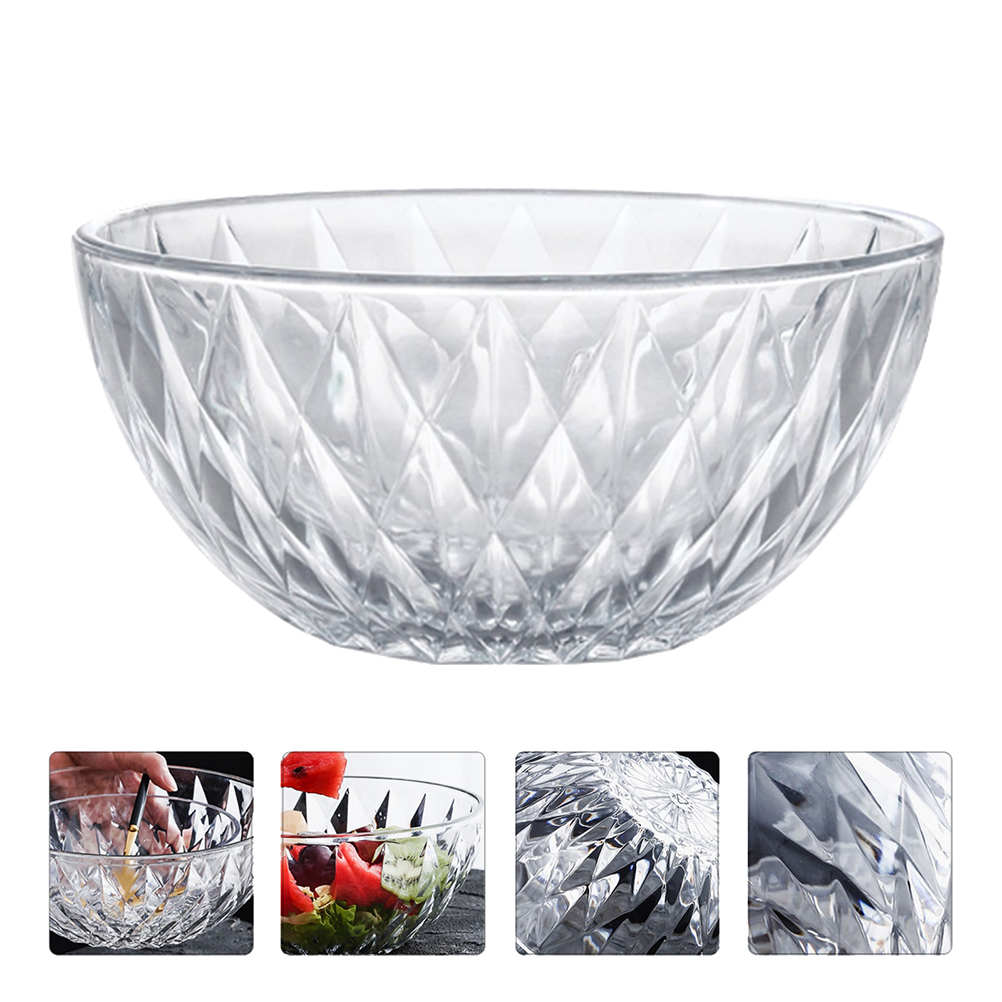 Etereauty Bowl Glass Bowls Fruit Noodle Crystal Punch Large Soup Salad Cereal Prep Serving Bowl Casserole Dish Instant Breakfast