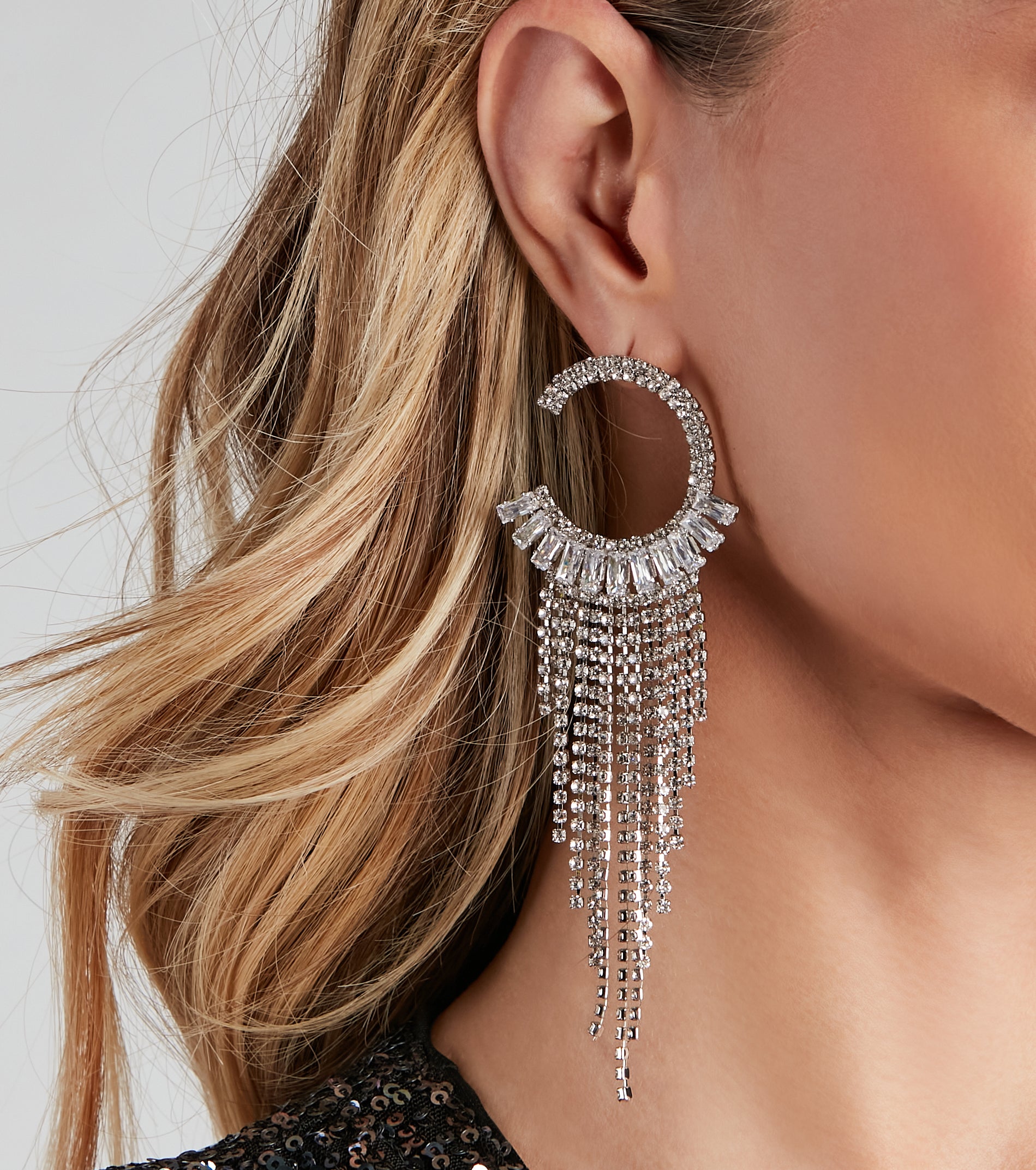 Dream Glam Rhinestone Fringe Earrings