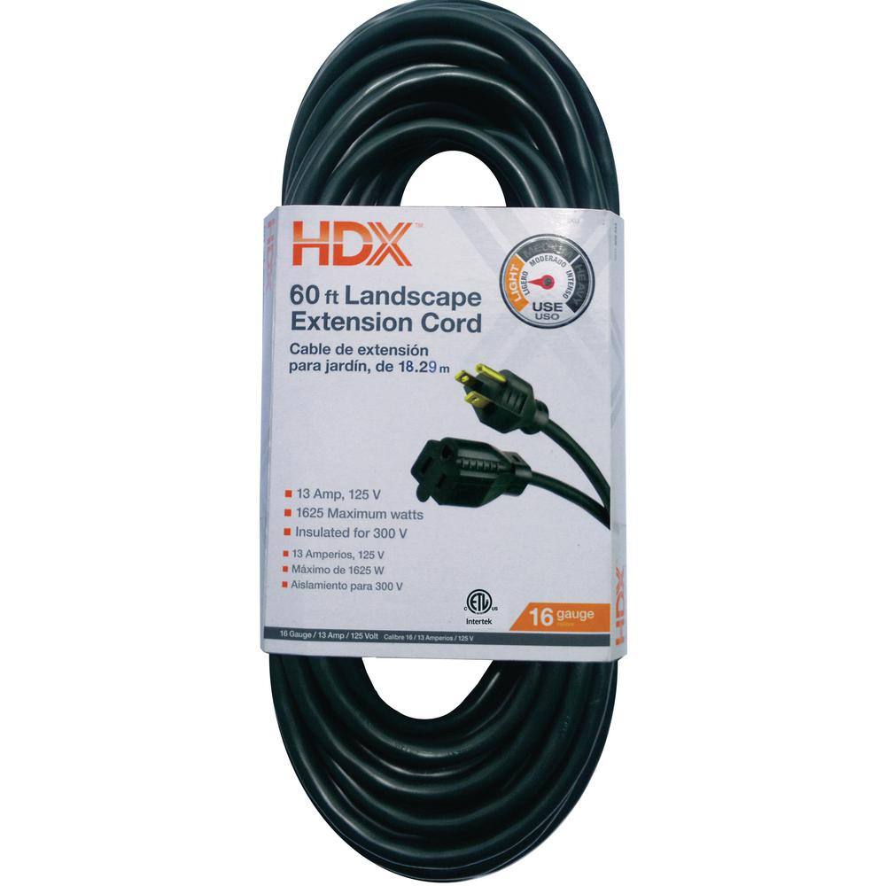 HDX 60 ft. 163 Extension Cord Green SJTW16360GN