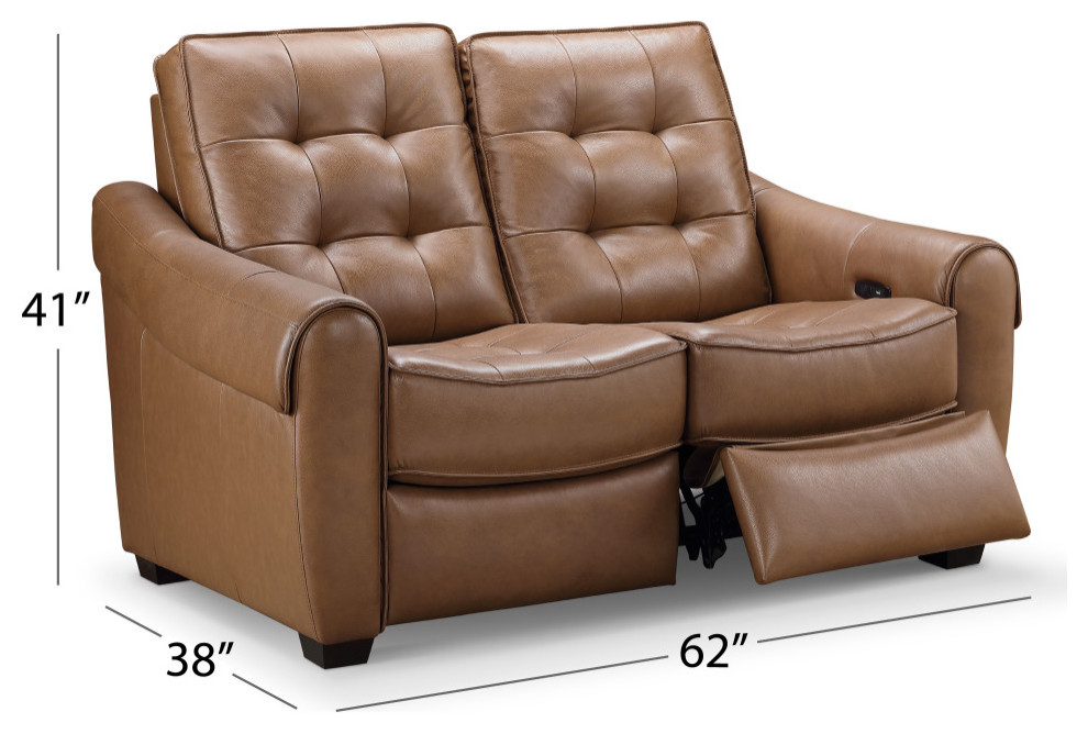 Elliot Leather Power Reclining Loveseat  Camel   Contemporary   Recliner Chairs   by Abbyson Living  Houzz