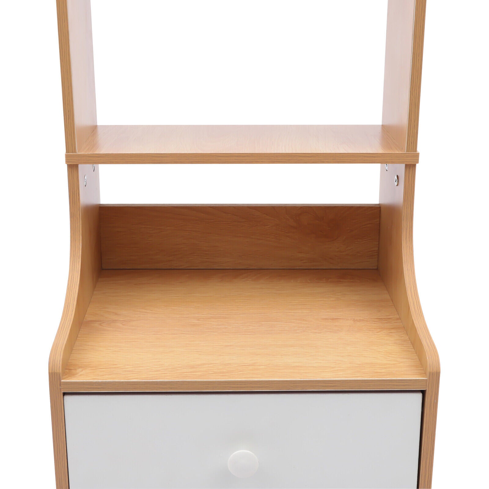 SHZICMY Modern Nightstand with 2 Drawers, Tall Bed End Table/Bedside Table, Wooden Storage Shelf Maple+White