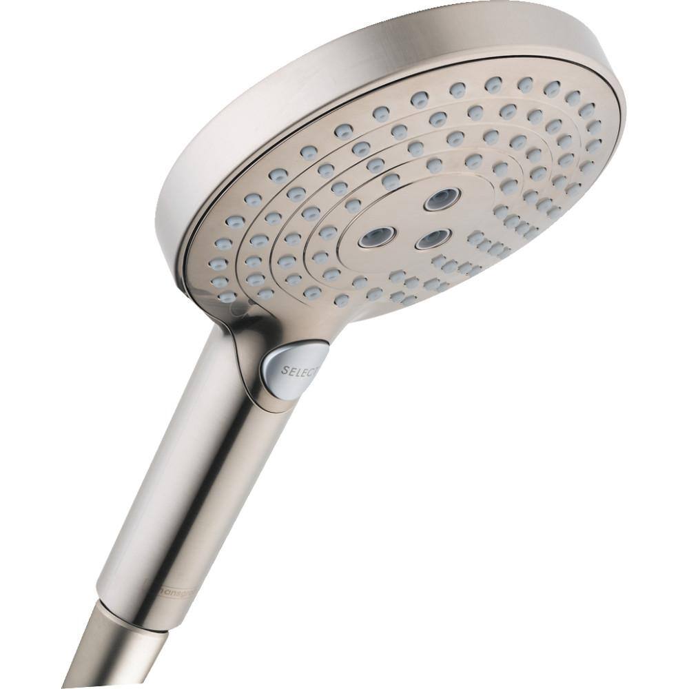 Hansgrohe Raindance Select S 3-Spray Patterns with 1.75 GPM 5 in. Wall Mount Handheld Showerhead in Brushed Nickel 26037821