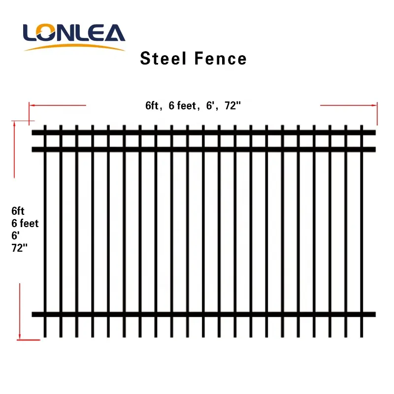 2023 New Design Cheap Wrought Iron Fence Panel/ Aluminum Metal Picket Ornamental Fence