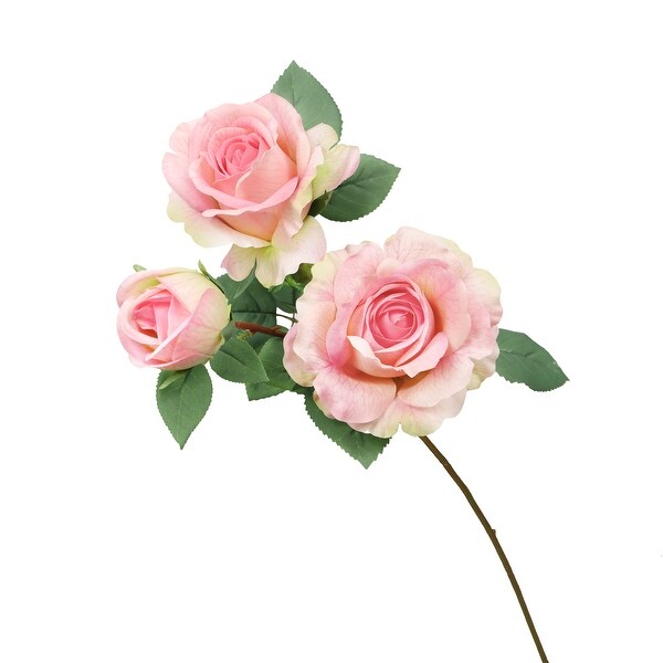 Set of 4 Blush Pink Artificial Sugar Rose Flower Stem Spray 28in