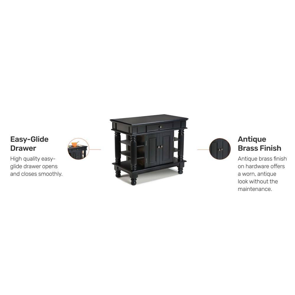 HOMESTYLES Americana Black Kitchen Island With Storage 5092-94