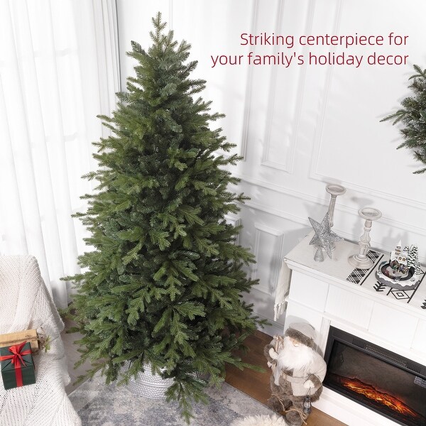 HOMCOM 5ft Artificial Christmas Tree with 1309 Tips，Foldable Metal Stand，Easy Assembly，Hinged Xmas Tree for Home，Office