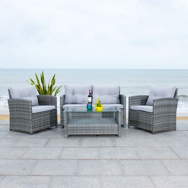 Vellor 4 Piece Patio Outdoor Living Set Safavieh