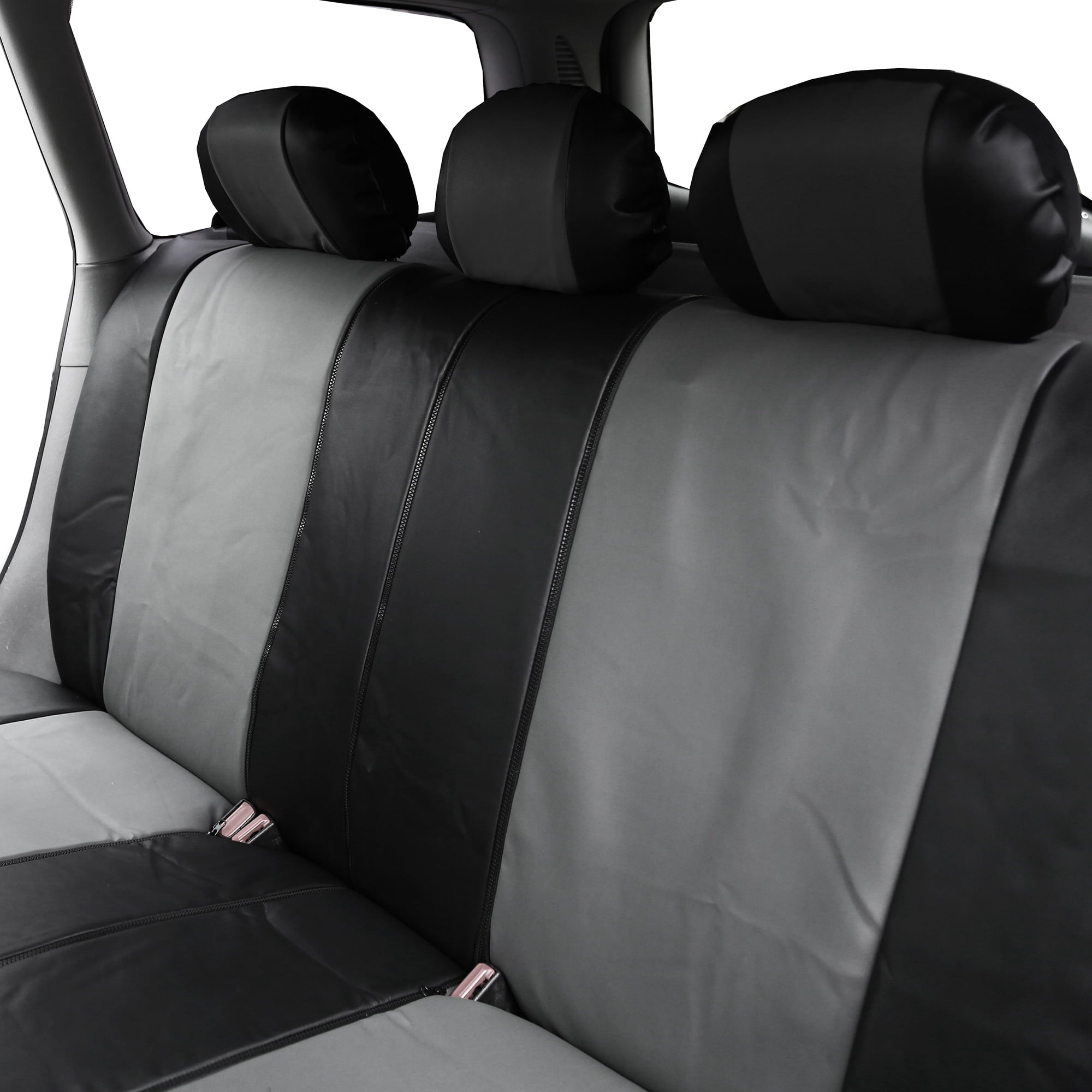 FH Group， Leather Seat Covers for Car Gray w/ Free Air Freshener， Airbag Compatible / Split Bench Covers