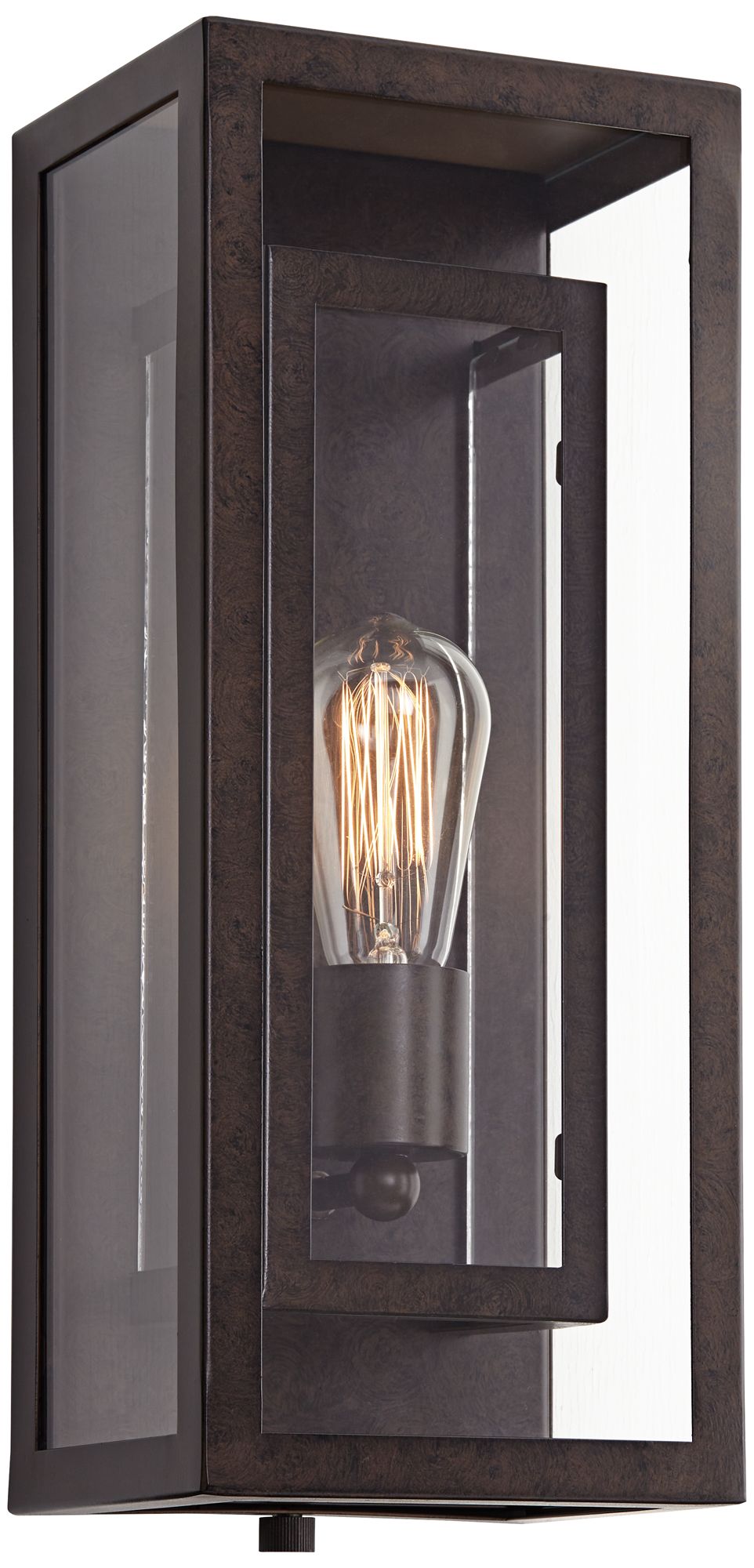 Possini Euro Design Modern Outdoor Wall Light Fixture Bronze Double Box 15 1/2" Clear Glass Exterior House Deck