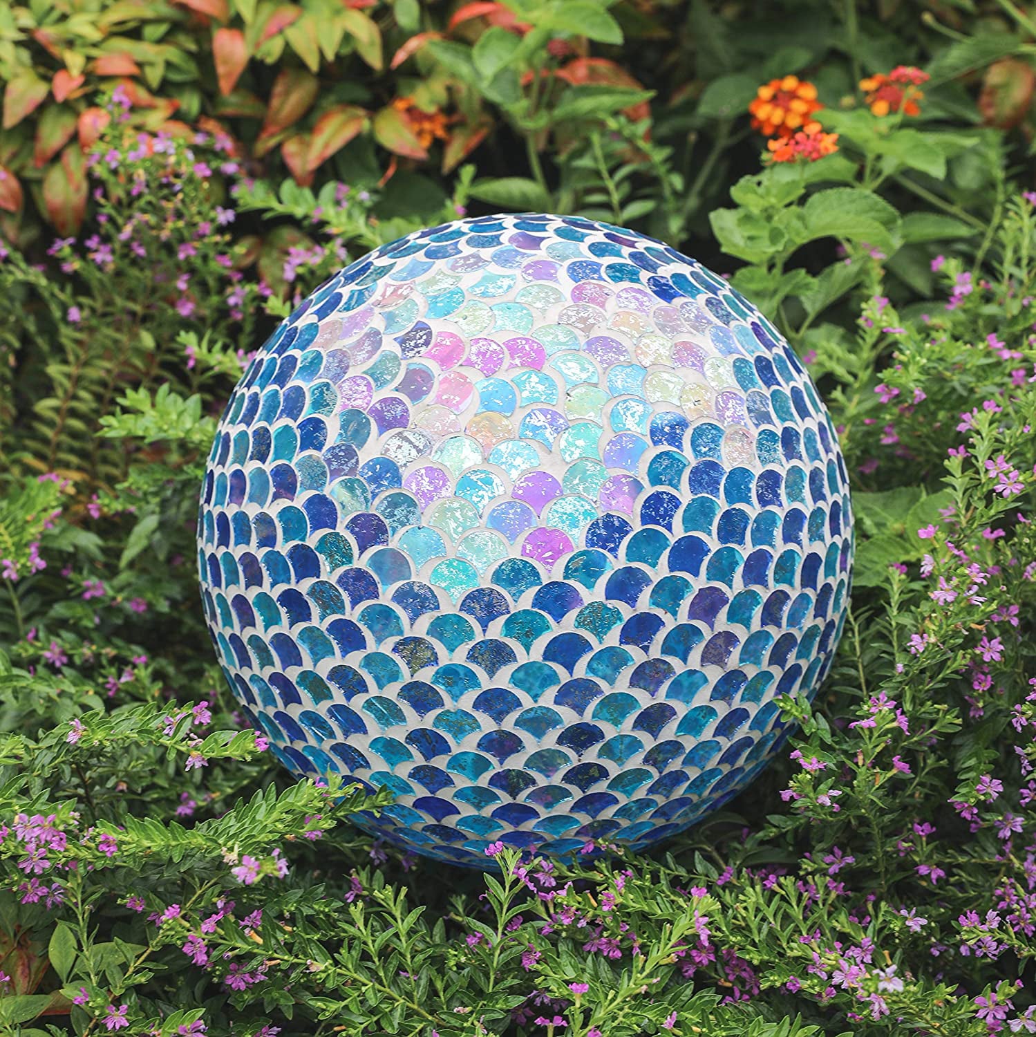 Whole Housewares | 10 Inch Mosaic Colorful Gazing Balliridescent Crackled Glass