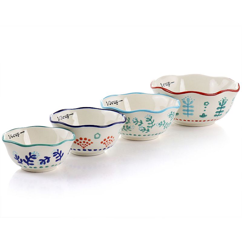 Gibson Home Village Vines 4 Piece Stoneware Measuring Cup Set