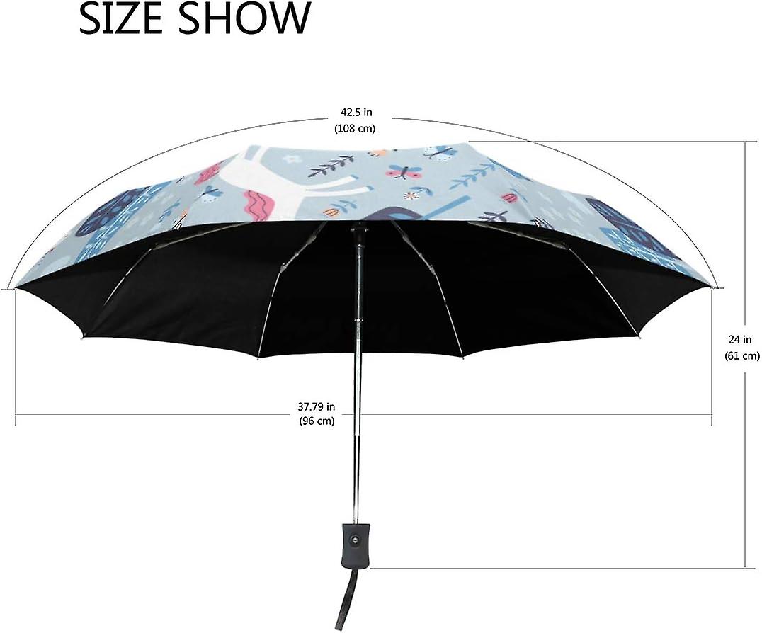 Travel Umbrella Automatic Windproof Foldable Umbrella Unicorn In Forest