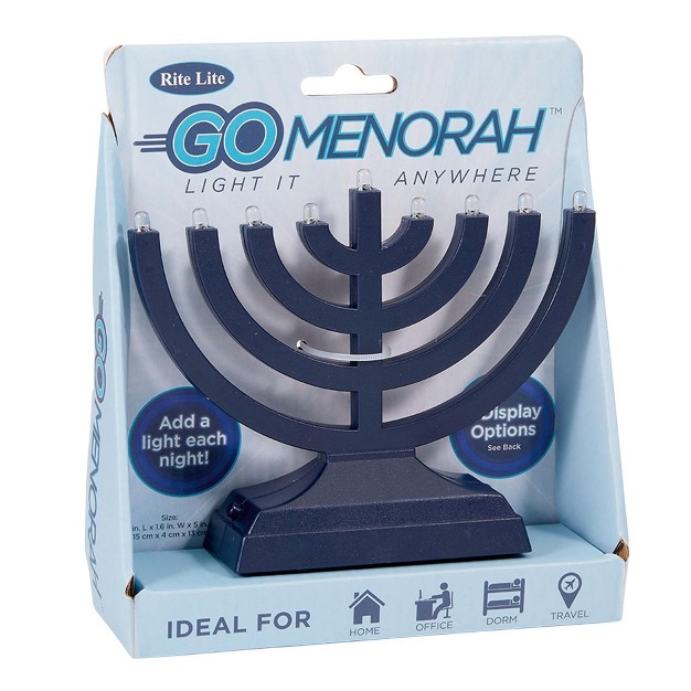 Led Battery Operated Hanukkah Menorah Navy Blue