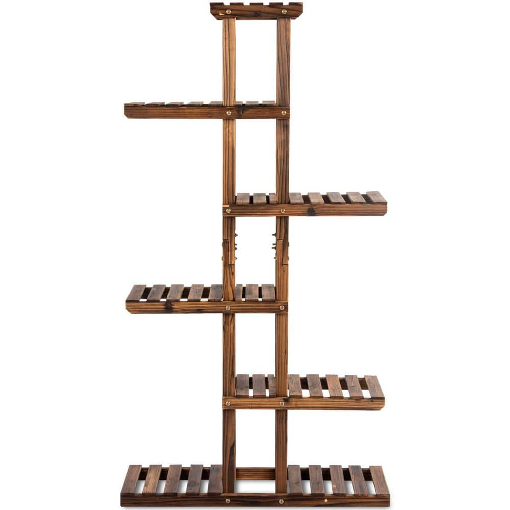 Costway 6-Tier Brown Wood Outdoor Plant Stand Display Shelf Storage Rack GT3272