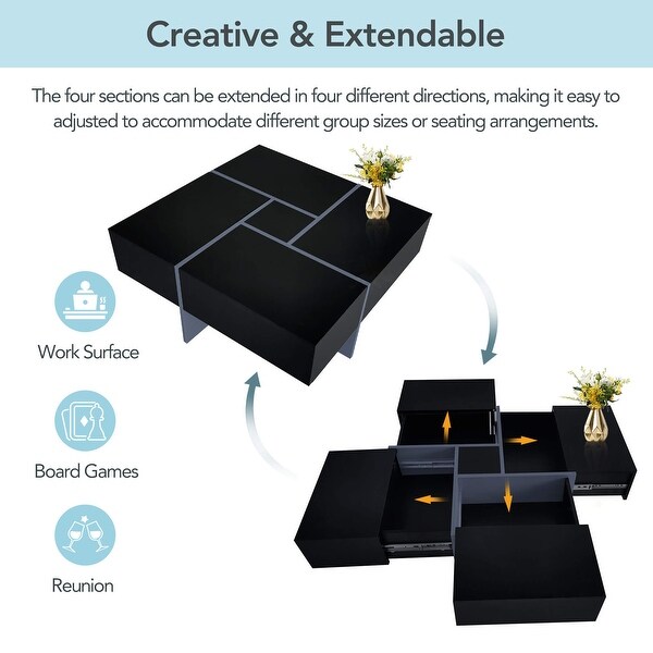 Coffee Table with 4 Hidden Storage Compartments